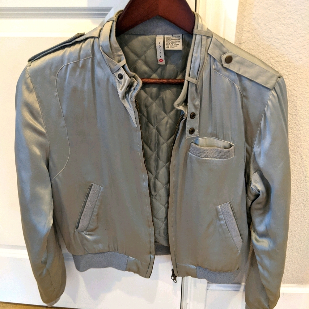 Silk bomber jacket with tufted lining